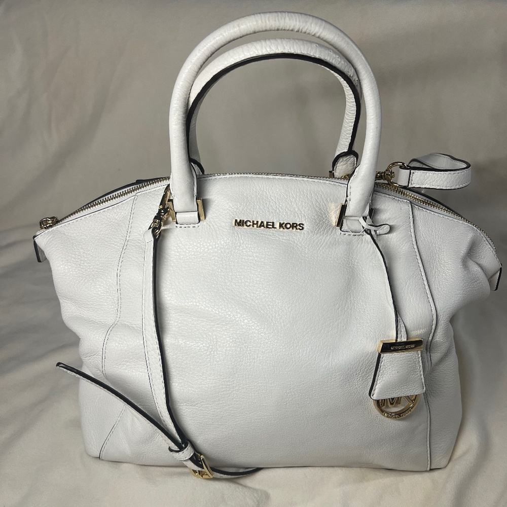 Michael Kors Lt Cream Lenox Leather Bag